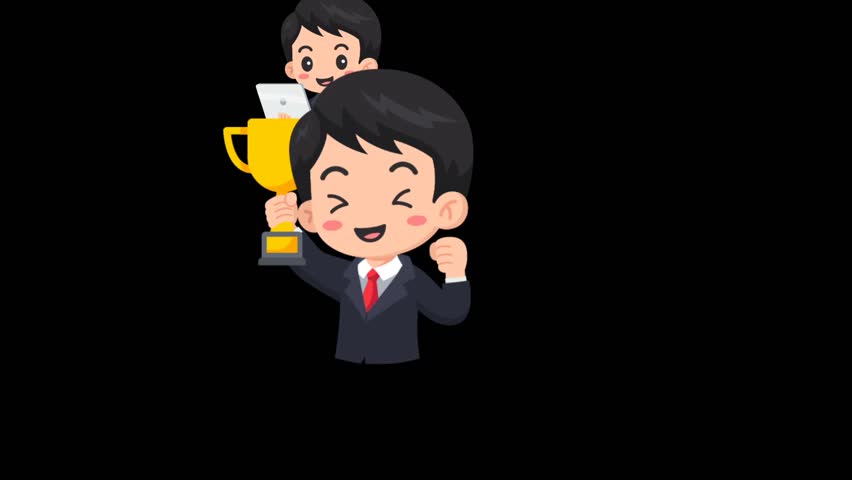 Business guy happy mode earn dollars enjoy your life isolated black background. 