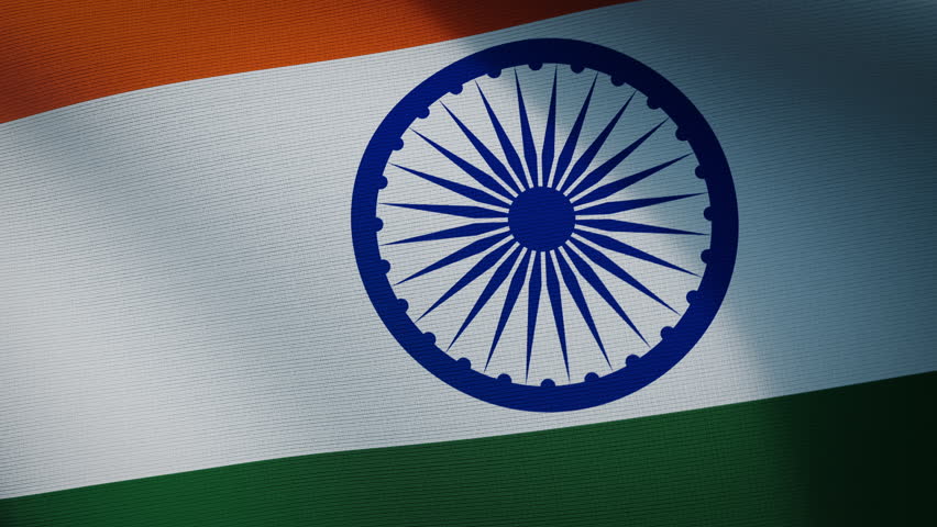 4K Animation of India flag. Realistic India Flag  waving in wind. Looping seamless