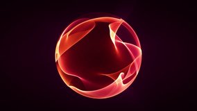 Abstract hot energy orb with elegant pink and orange fire tongues on a dark purple background. Animated ethereal bubble with smooth shiny waves floating inside the sphere. Seamless vj loop,  4k 60 fps - Powered by Shutterstock - Get 15% off with code: PIKWIZARD15