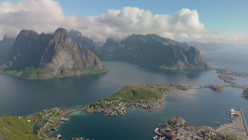 Lofoten Islands Norway, the top of Reinebringen Lofoten Islands Norway in summer