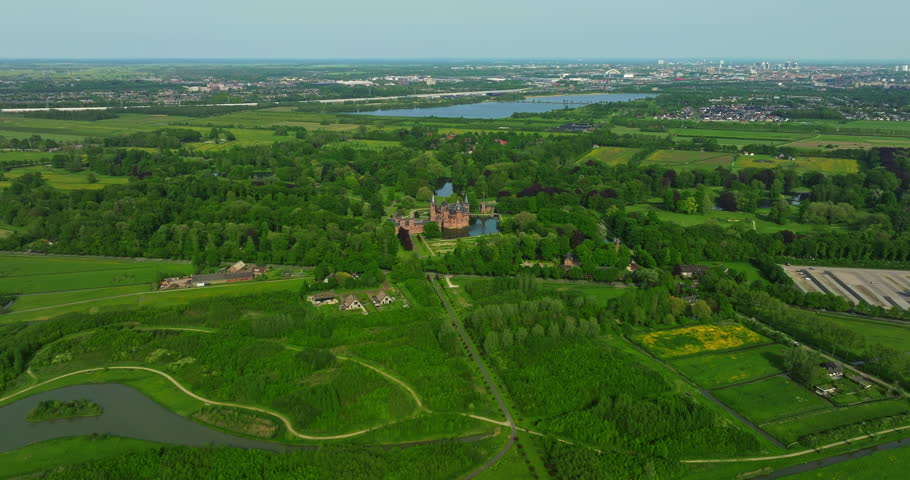 Kasteel de Haar Utrecht Netherlands, old historical garden at castle de Haar Netherlands Utrecht on a bright summer day
