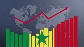 Senegal bar chart graph with ups and downs, increasing values, concept of economic recovery and business improving, businesses reopen, politics conflicts, war concept with flag - Powered by Shutterstock - Get 15% off with code: PIKWIZARD15