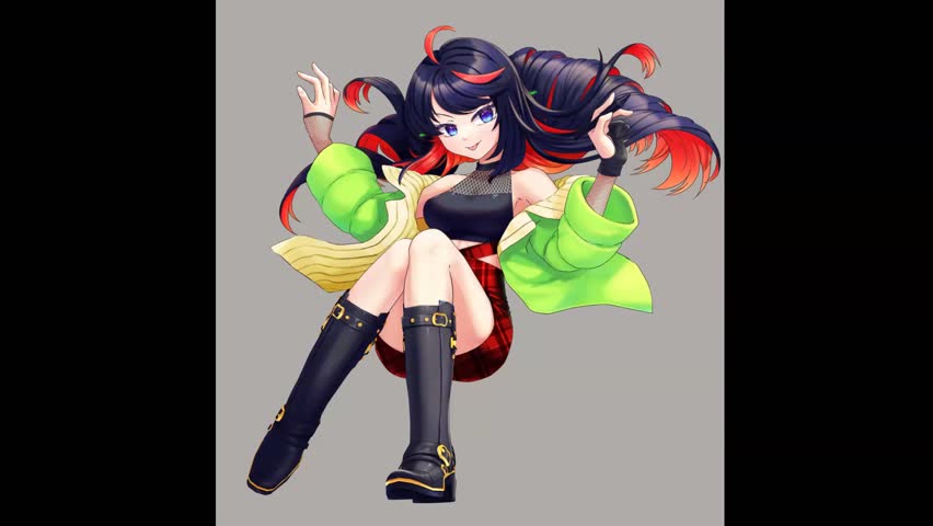 Cartoon animation character: Technology girl in the virtual world of digital