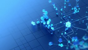 An abstract design depicting a big data network with interconnected glowing blue nodes and lines, illustrating data flow and connectivity. - Powered by Shutterstock - Get 15% off with code: PIKWIZARD15