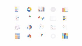 Animated statistical graphs. Data organization plots animation library. Bar charts, pie diagrams. Colorful illustrations on white background. HD video with alpha channel. Motion graphic - Powered by Shutterstock - Get 15% off with code: PIKWIZARD15