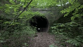 Exploring a mysterious tunnel in a lush green valley, navigating through nature's obstacles, encountering danger and forbidden entry. Abandoned building in the Czech Republic - Powered by Shutterstock - Get 15% off with code: PIKWIZARD15