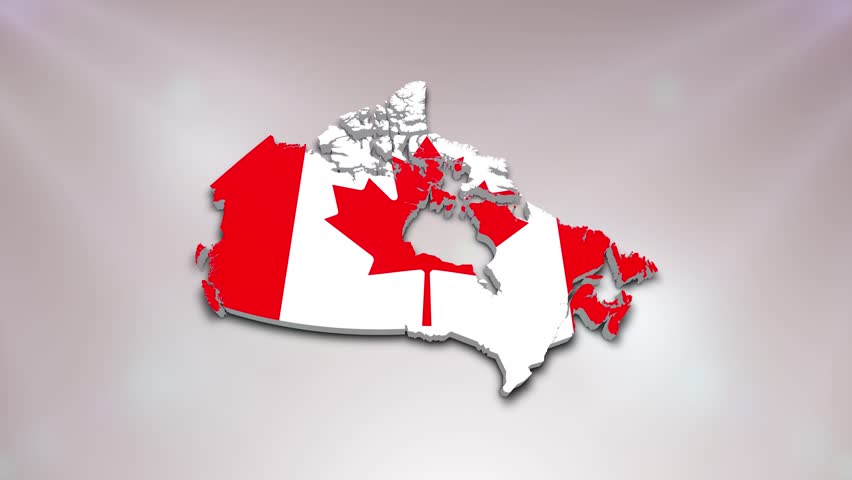 Canada Flag on its Country Map, 3D Map Flag Opener Suitable for Politics, Elections, Travel, News and Sports Events and Presentations