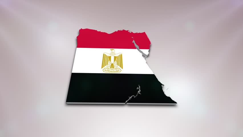 Egypt Flag on its Country Map, 3D Map Flag Opener Suitable for Politics, Elections, Travel, News and Sports Events and Presentations