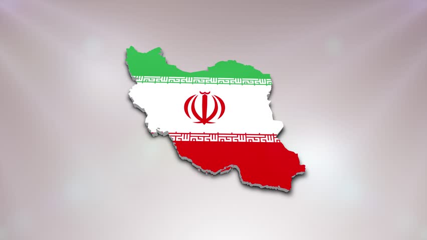 Iran Flag on its Country Map, 3D Map Flag Opener Suitable for Politics, Elections, Travel, News and Sports Events and Presentations