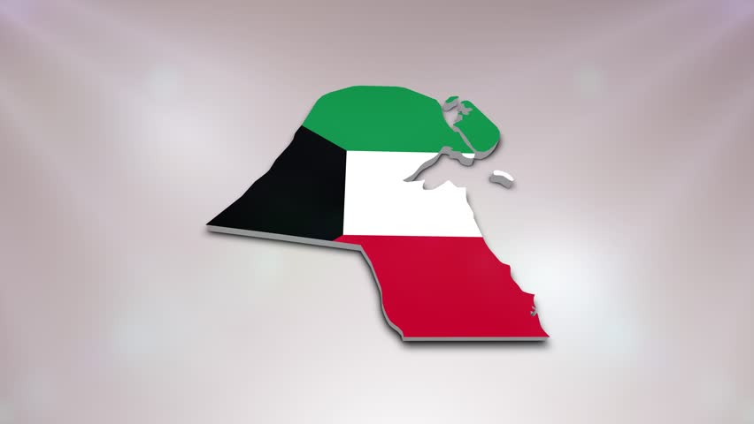 Kuwait Flag on its Country Map, 3D Map Flag Opener Suitable for Politics, Elections, Travel, News and Sports Events and Presentations