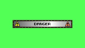 Metallic caution warning sign on green screen.green screen caution warning metallic icon video 