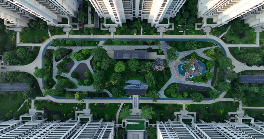 Aerial footage of landscape in Chengdu city, China