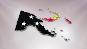 Papua New Guinea Flag on its Country Map, 3D Map Flag Opener Suitable for Politics, Elections, Travel, News and Sports Events and Presentations - Powered by Shutterstock - Get 15% off with code: PIKWIZARD15