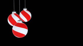 Red white decorated christmas baubles swinging on string looped transparent copy space animation background.	
 - Powered by Shutterstock - Get 15% off with code: PIKWIZARD15