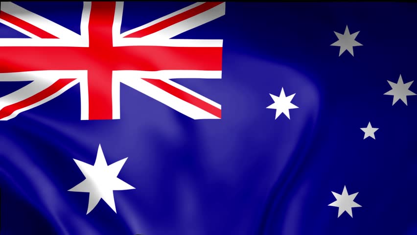 A 3D illustration of the flag of Australia (Common blue Ensign) waving, seamless animated background