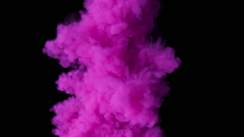 Slow motion 3D animation of pink smoke. The file contains an Alpha Channel. The smoke moves slowly into the frame in thick cloud-like tubers.