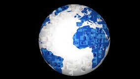 Global business and customer service montage with spinning white and blue globe - Powered by Shutterstock - Get 15% off with code: PIKWIZARD15