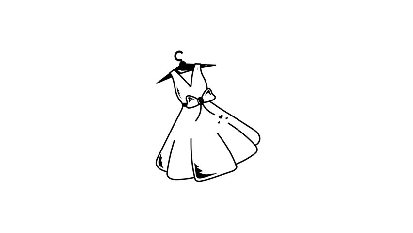 Ready to use doodle animated icon of bridal gown 