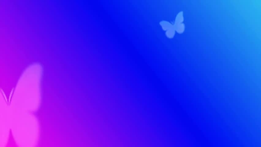 Abstract gradient background pink and blue with flying butterflies shape