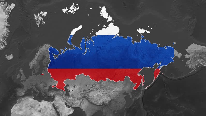Russia Flat Map Flag Black and White Map