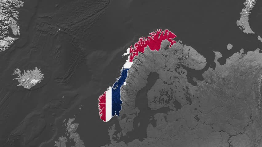 Norway Flat Map Flag Black and White Map