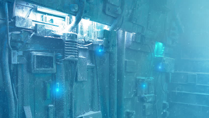 Arctic Base Exterior With Snow Falling