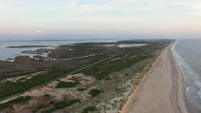 Aerial View of the Cape Hatteras National Seashore Looking Towards the Bodie Island Lighthouse Outer Banks North Carolina