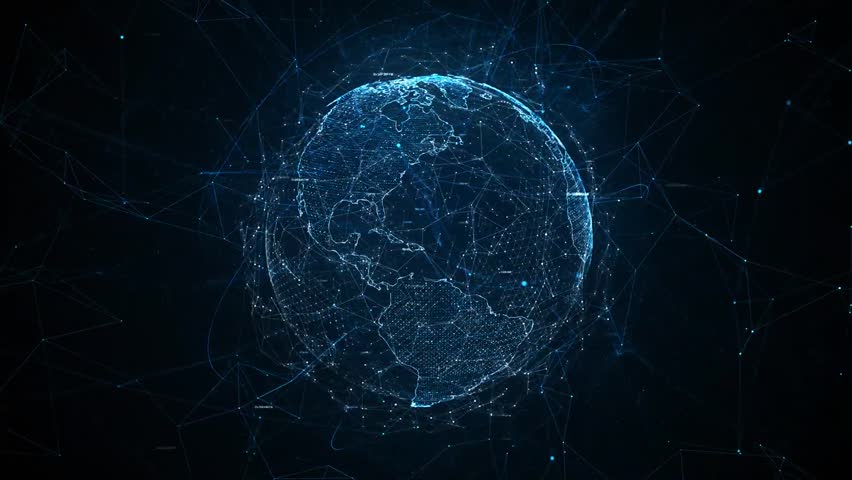 Beautiful footage of digital world map showing all the  Continents and oceans. 