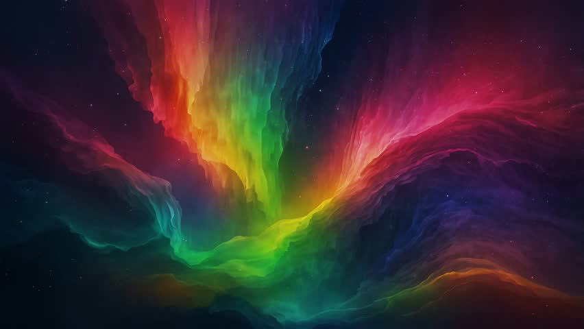 Aurora abstract background with wave style, rainbow color 