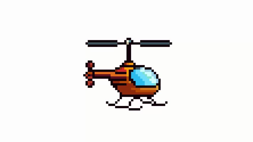 Animated video of pixel helicopter .pixel art video animation.