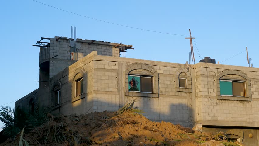 Destroyed building in the city of Rafah, Palestine