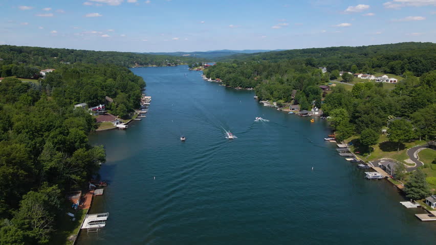 Aerial Over Lake Community on Beautiful Summer Day, Pennsylvania, U.S.A.