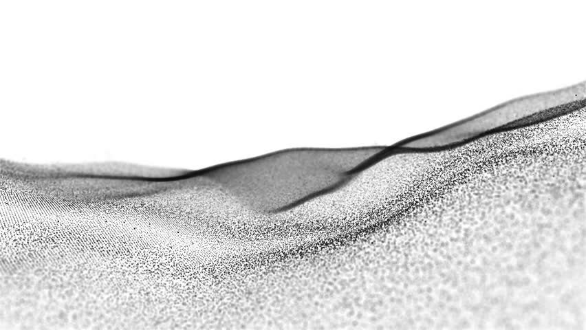 Techno Wave: Abstract Motion with Black Particles on White Background. Technological Waves. Futuristic Techno Dynamic 4K