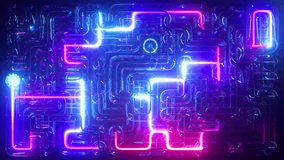 cycled 3D animation of bright neon lights moving through a maze of glass tubes. Futuristic ultraviolet background. Virtual labyrinth - Powered by Shutterstock - Get 15% off with code: PIKWIZARD15
