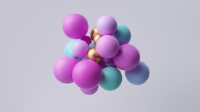 looping 3d animation, minimalist abstract geometric background. Assorted multicolored balls appear in the center and fly away. Animated intro - Powered by Shutterstock - Get 15% off with code: PIKWIZARD15