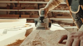 Wood, sander and carpenter in workshop with tools for furniture, production or construction project. Handyman, building and woodworking process in warehouse with manufacturing or labor in business
 - Powered by Shutterstock - Get 15% off with code: PIKWIZARD15