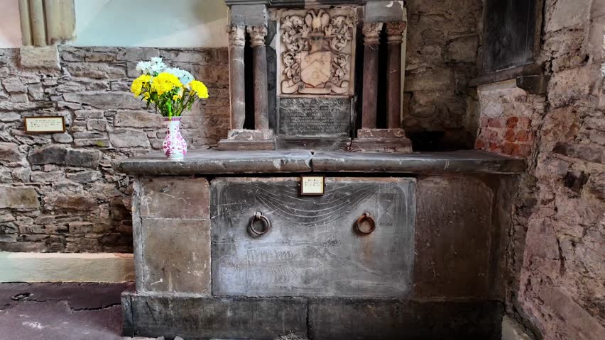 Ireland Epic Historic Locations St Marys Church Youghal Cork, ancient stone carved memorial from the 12 Century,one of the many interesting things to see in the historic church today