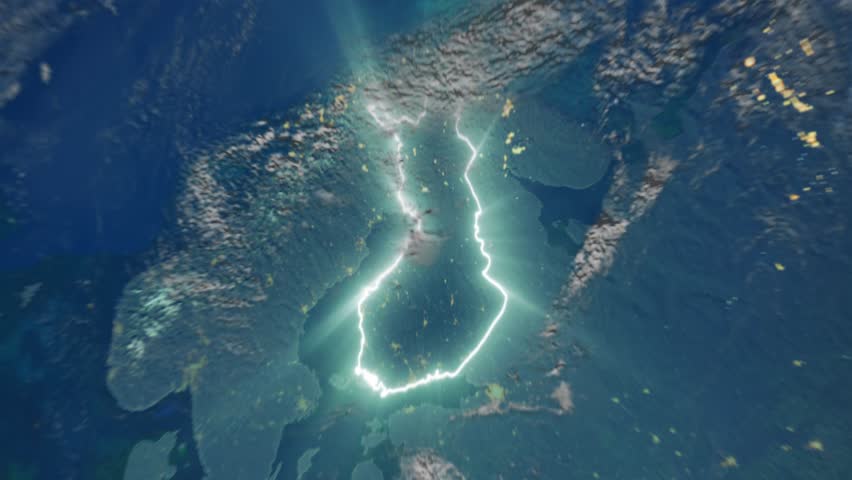 Realistic Earth Zoom In Clouds and Borderline Finland