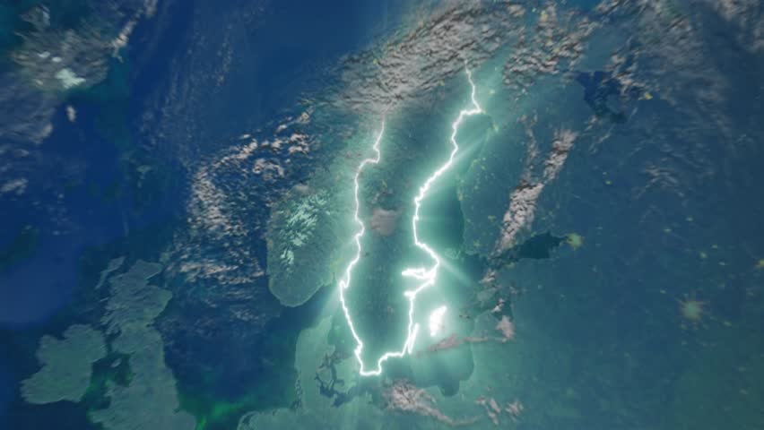 Realistic Earth Zoom In Clouds and Borderline Sweden