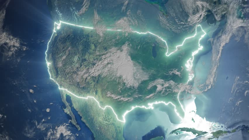 
Realistic Earth Zoom In Clouds and Borderline United States