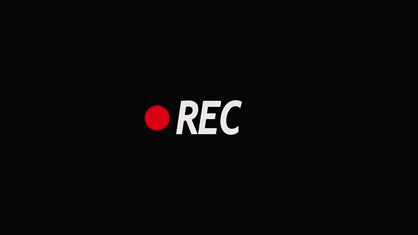 "REC" icon with always red flushing on black background. 4k motion graphics video