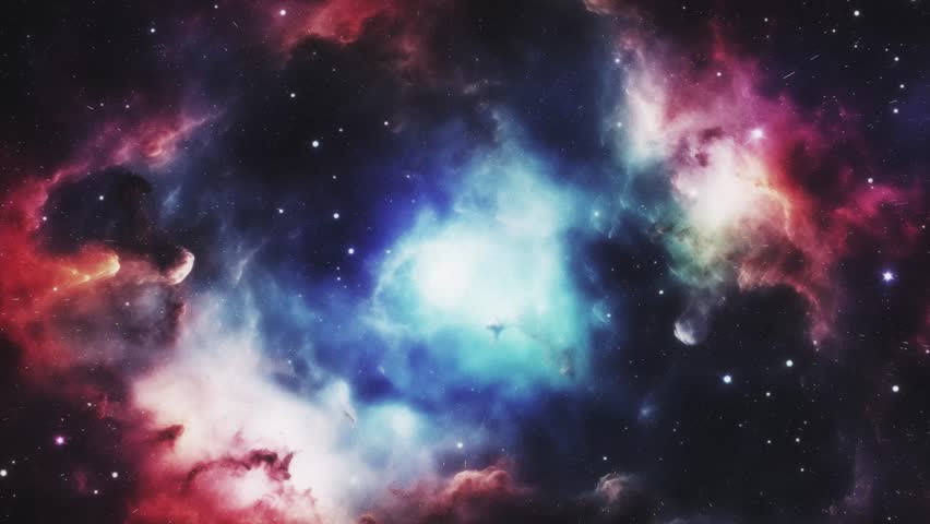 Space background with a nebula surrounded by stars and space dust. High quality 4k footage