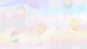 An animation of balloons flying into a fantastic rainbow-colored sky. A beautiful video using watercolors. - Powered by Shutterstock - Get 15% off with code: PIKWIZARD15