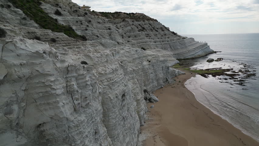 Italy coastline and natural scenery, aerial view of spectacular Scala dei Turchi cliffs in Sicily

