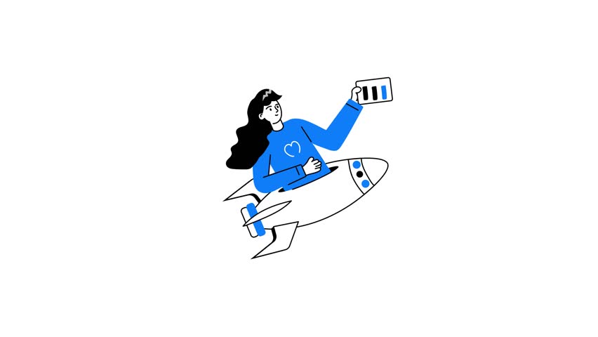 Get this doodle animated mini illustration of business launch 