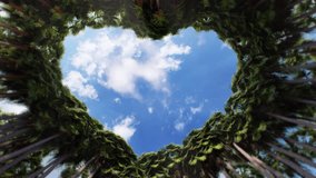 Looking Up Through A Heart Of Trees Against Timelapse Clouds - Powered by Shutterstock - Get 15% off with code: PIKWIZARD15