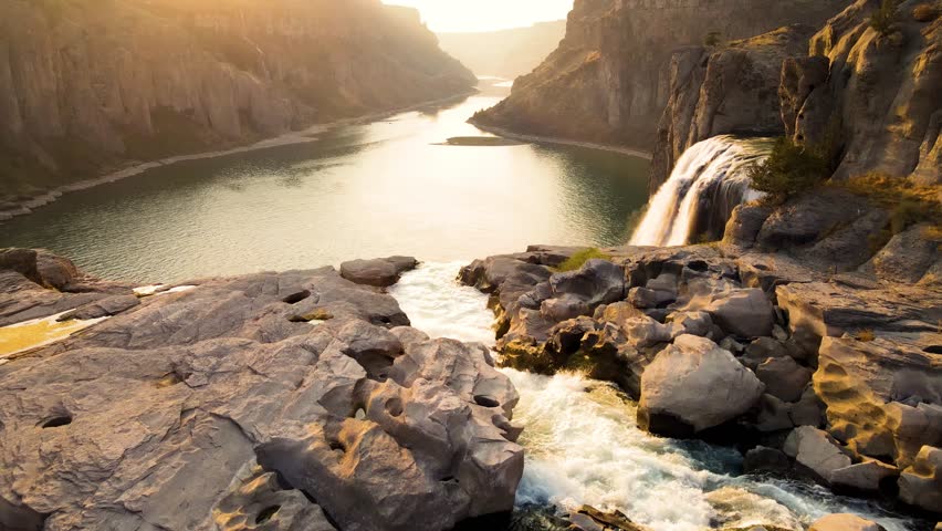 Aerial shot of the beautiful Shoshone Falls on the Snake River in Twin Falls Idaho