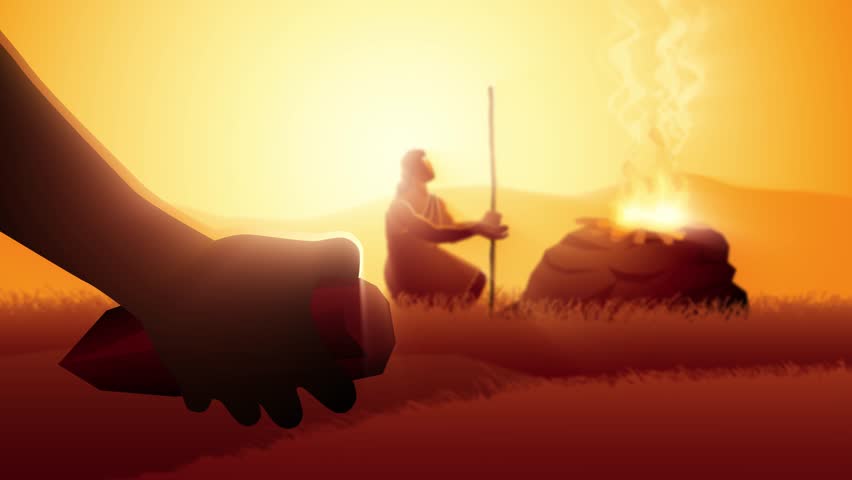 Biblical motion graphic series. Depicts the poignant moment of Cain holding a sharp rock, consumed by jealousy and contemplating the fateful act of ending Abel's life