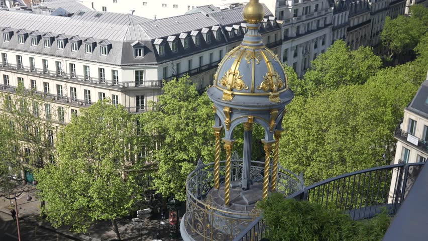 Panorama View on Paris city from roof 4k footage 