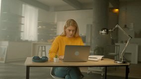 Focused business woman typing on laptop writing in notebook in office. Busy work day. Camera moving around. 360 degrees - Powered by Shutterstock - Get 15% off with code: PIKWIZARD15